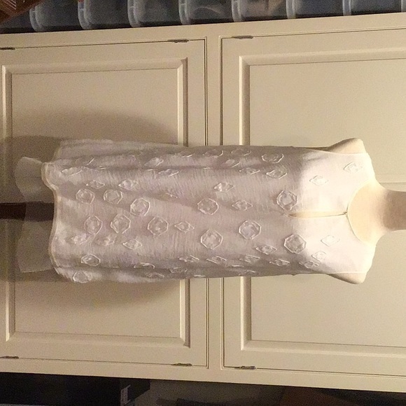 BCBG MAXAZRIA PURE WHITE DRESS WITH LACE APPLIQUÉS - Picture 1 of 5